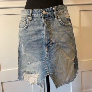 H&M ripped denim skirt with buttons
